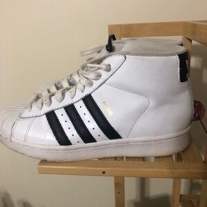 Adidas White Sneakers with Black Stripes